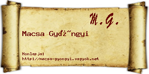 Macsa Gyöngyi névjegykártya
